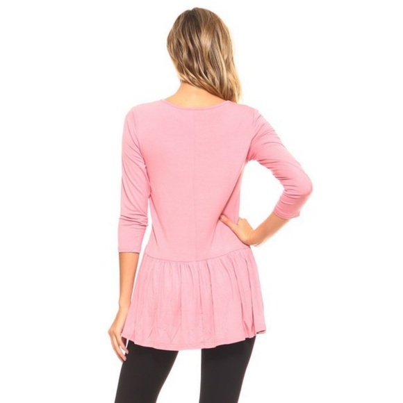 Women's Fit & Flare High Low Peplum Silhouette Top - Picture 3 of 4